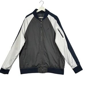 Nautica Windbreaker Bomber Jacket Mens 2XL Colour Block Full Zip Water Resistant